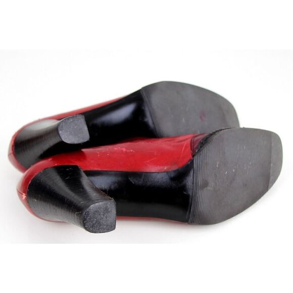 Christian Dior RED BURGUNDY GENUINE LEATHER MID HEEL ROUND TOE PUMP SHOES Size 9 - Picture 11 of 12